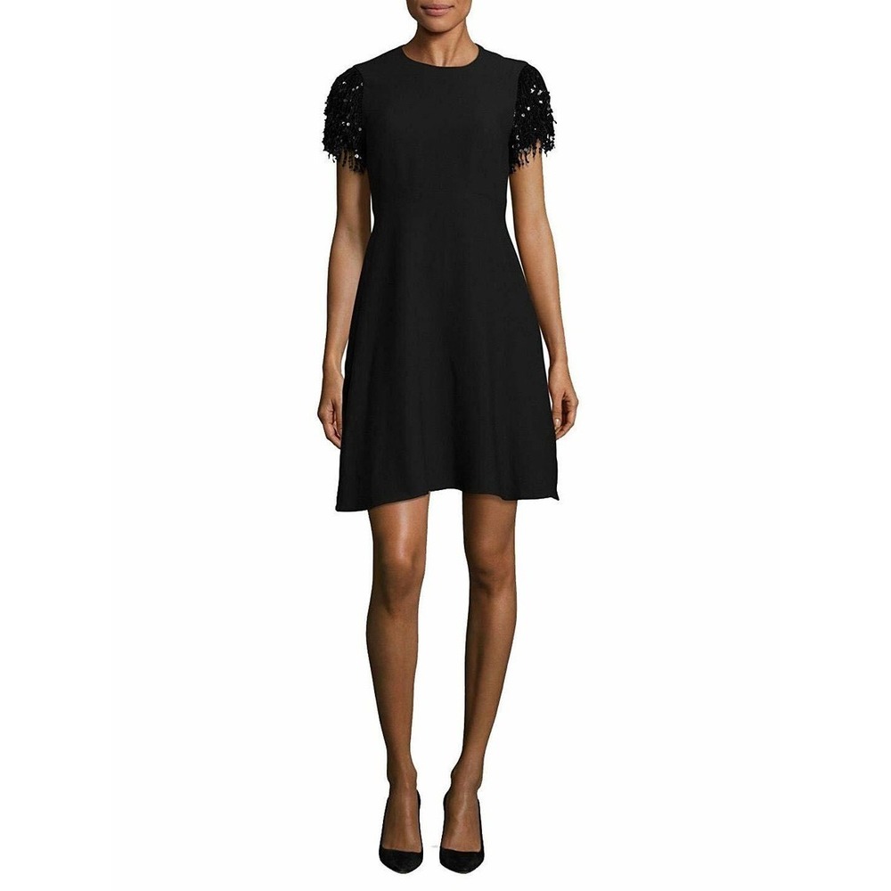 Kate Spade New York Sequin Fringe Swing Dress‎ LBD Black 8